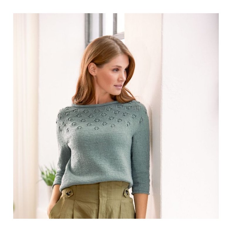 Opskrift Sweater med rundt brestykke Cool Wool PDF p dansk